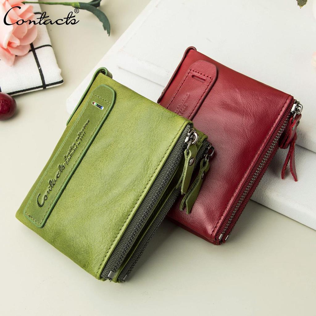 TK Genuine Leather Wallets for Women Short Bifold Fashion Women's Purses Card Holder Coin Purse Money Clip Women's Wallet