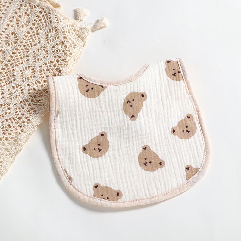 TK Baberos de algodón con estampado para recién nacido, toalla de Saliva con botones, Baberos de alimentación para niños y niñas