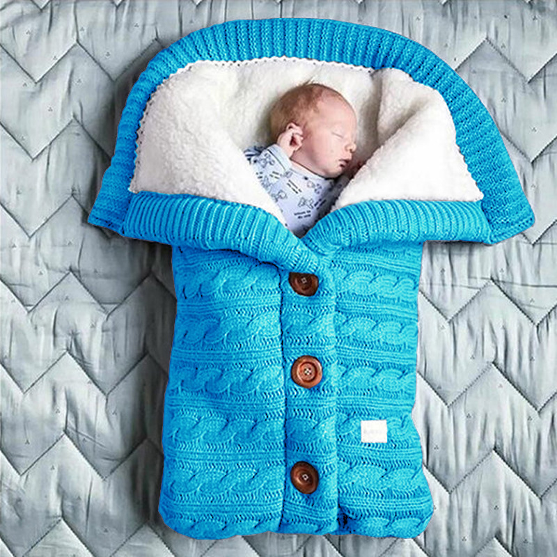CA Saco de dormir de punto para cochecito de bebé, edredón acolchado de terciopelo y algodón para recién nacido