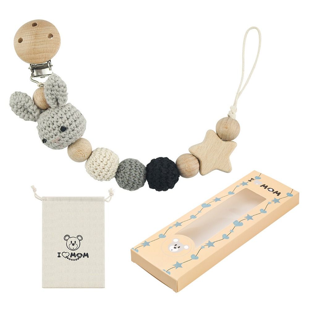 TK Portaclips de Chupete de Madera de Hacer with Bolsa de Almacenamiento Soporte de Chupete de Animal de Dibujos Animados para Bebés Productos Normales