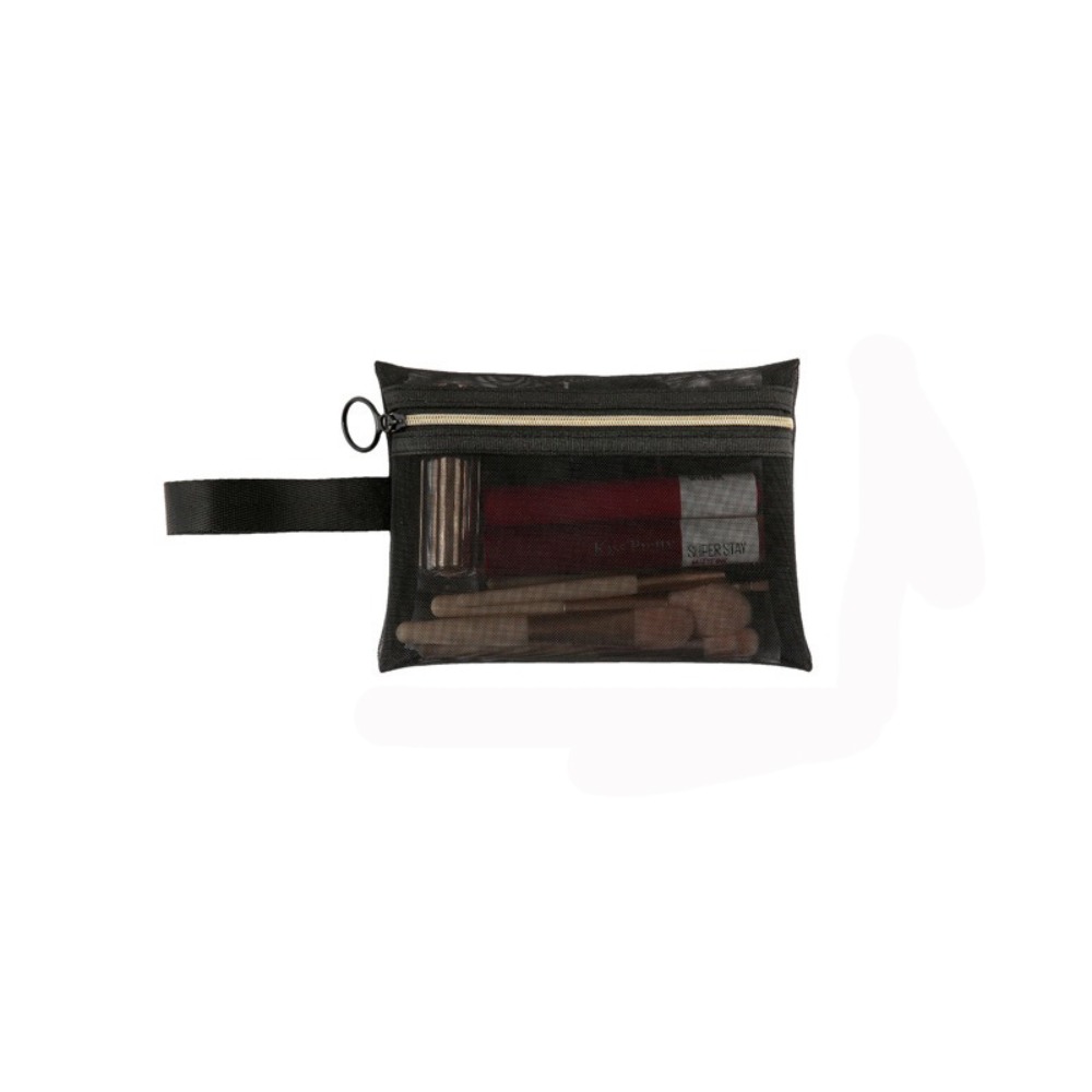 TK Bolsa de Cosméticos de Malla Resistente, Transparente, Negra, para Guardar Lápiz Labial y Llaves, con Cierre, Portátil, para Viajes