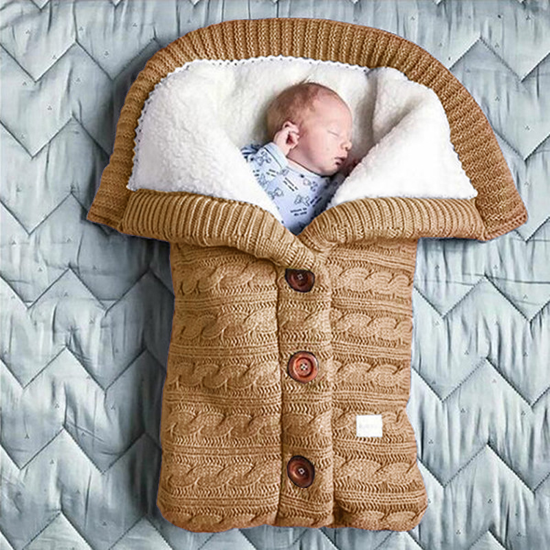 CA Saco de dormir de punto para cochecito de bebé, edredón acolchado de terciopelo y algodón para recién nacido