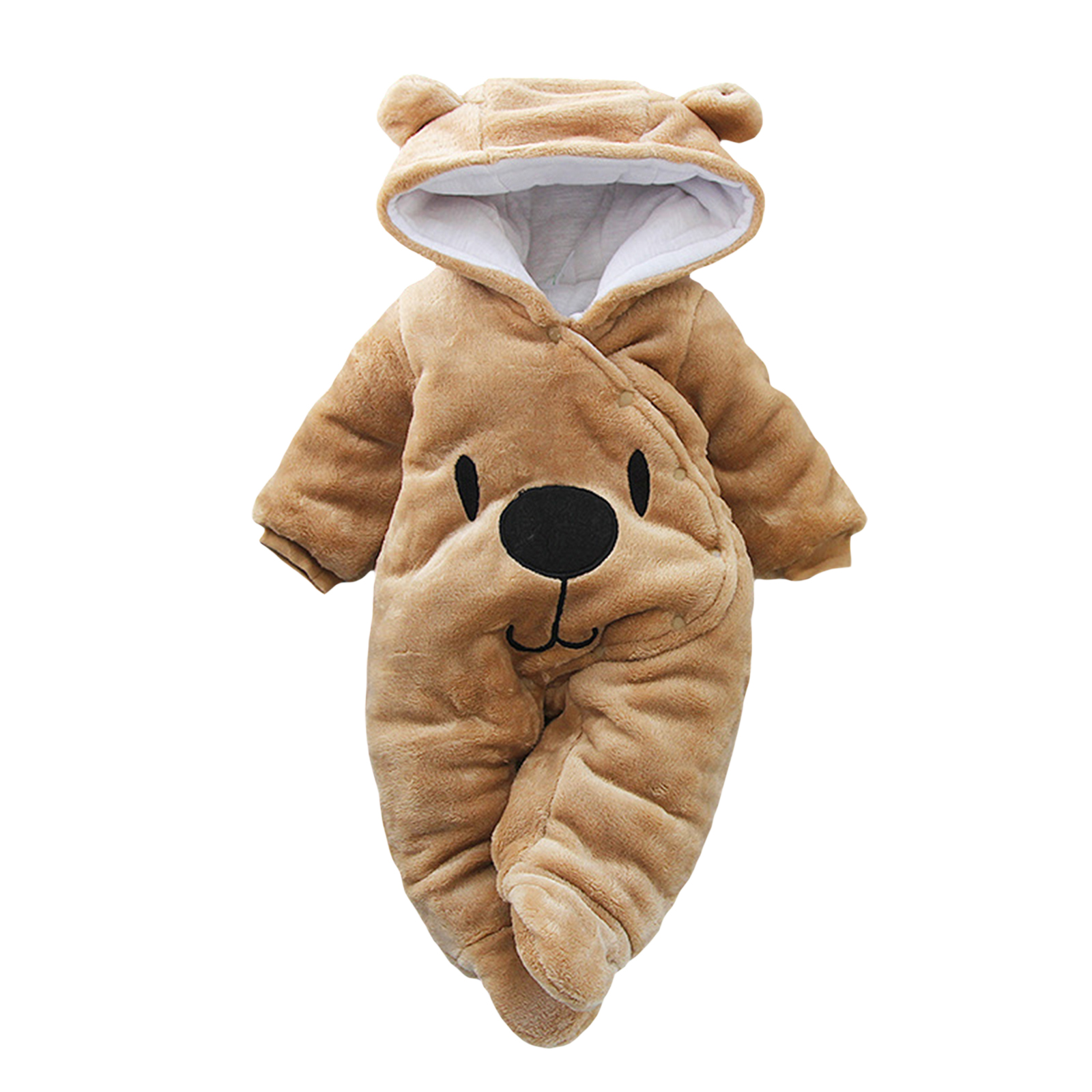 Pudcoco-Pelele con capucha para bebé, niña y niño, traje de nieve de vellón con broche, ropa de abrigo de invierno, mono con patrón lindo